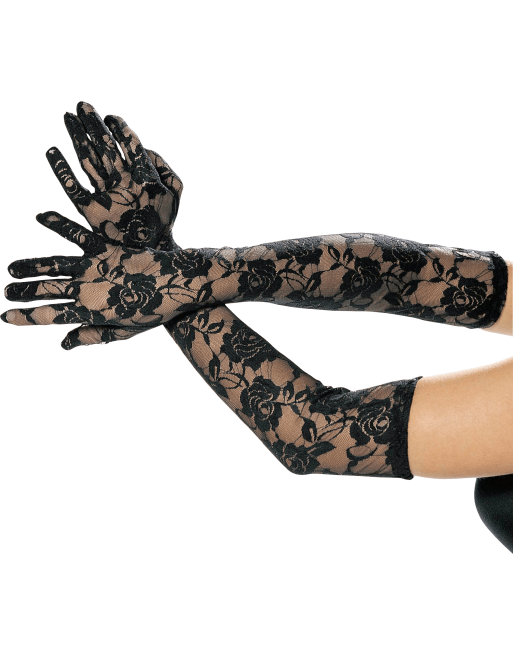 Guantes negros de encaje de catrina, guantes para disfraz de catrina